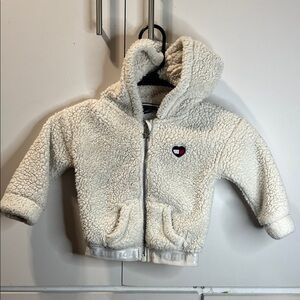Tommy Hilfiger Cream Sherpa Hooded Zip Jacket for Kids